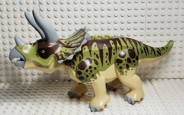 LEGO® Dinosaur Triceratops with Olive Green and Dark Brown Stripes, Tricera04 Online now