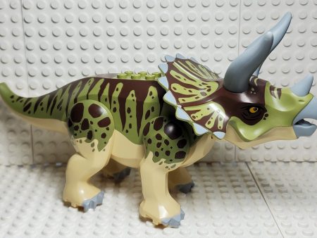 LEGO® Dinosaur Triceratops with Olive Green and Dark Brown Stripes, Tricera04 Online now