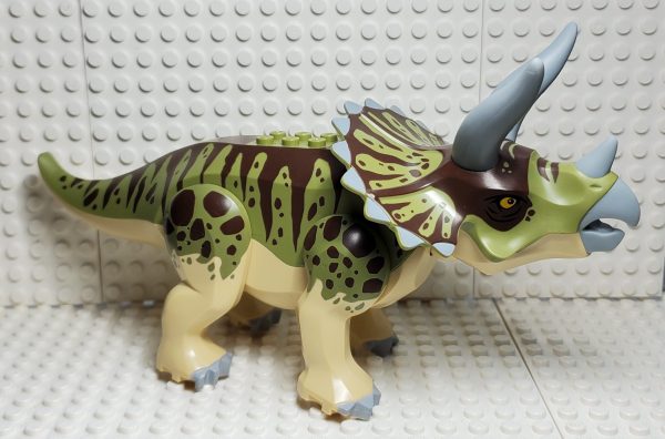 LEGO® Dinosaur Triceratops with Olive Green and Dark Brown Stripes, Tricera04 Online now